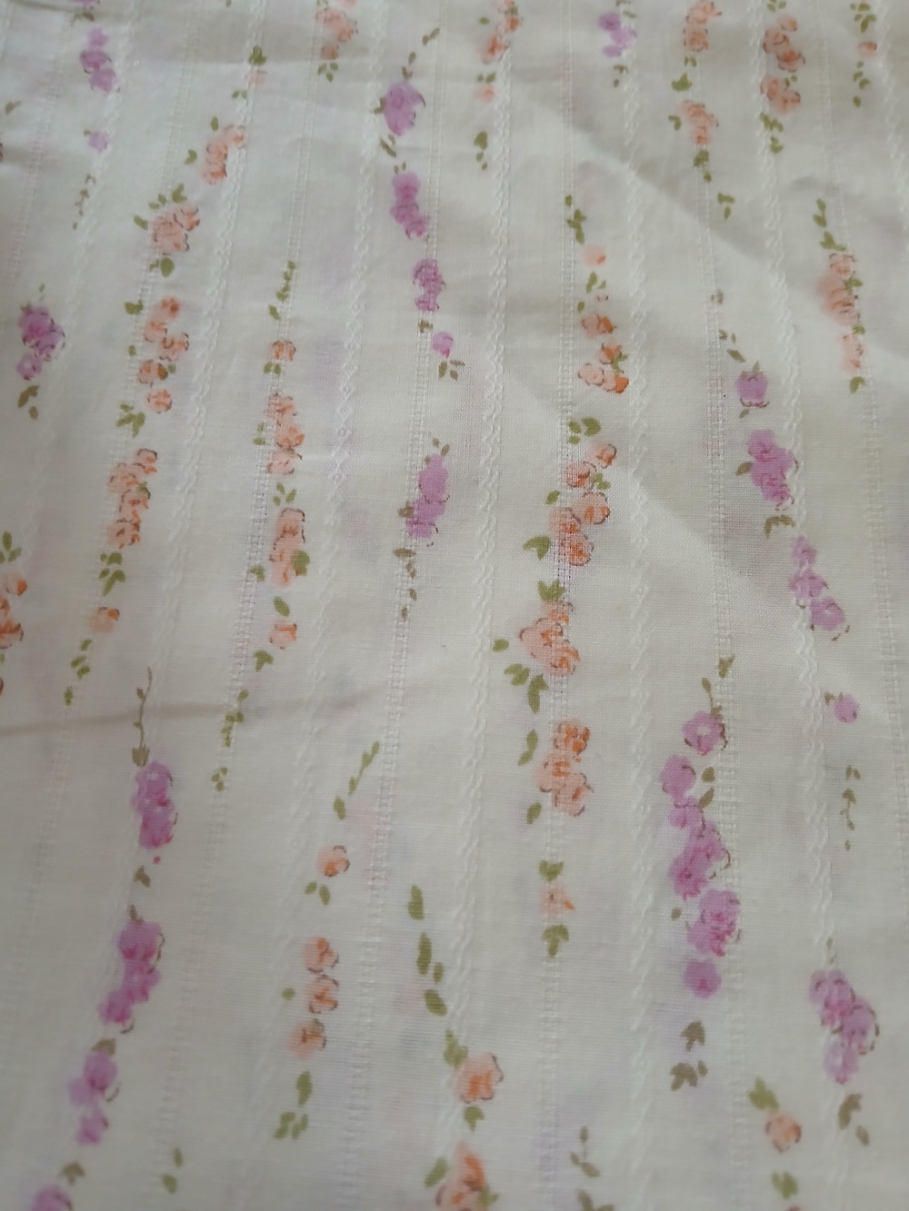 Floral Striped Cotton Fabric Panel in Lavender & Peach 3 yards